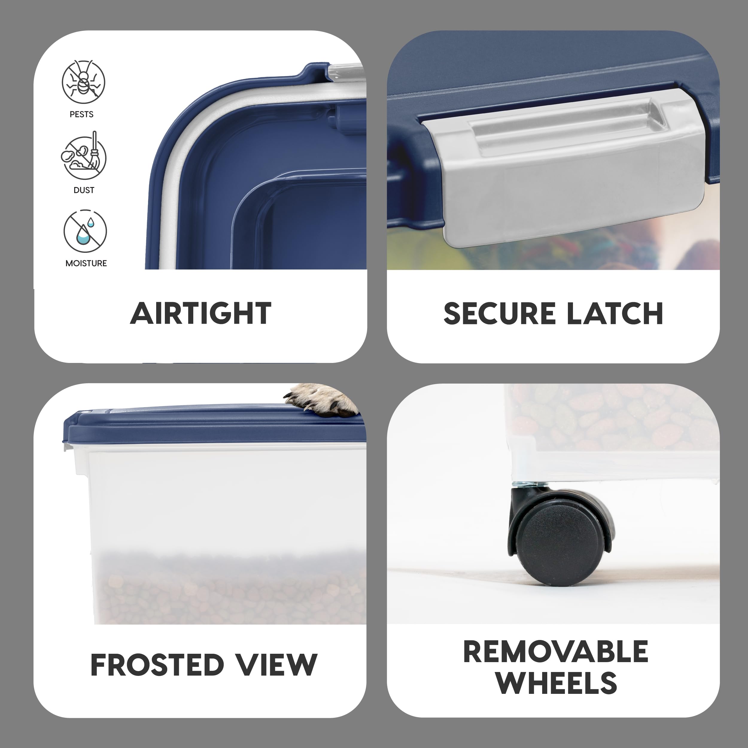 IRIS USA — Contenedor de Almacenamiento para Alimento de Perro con Ruedas y Tapa Hermética