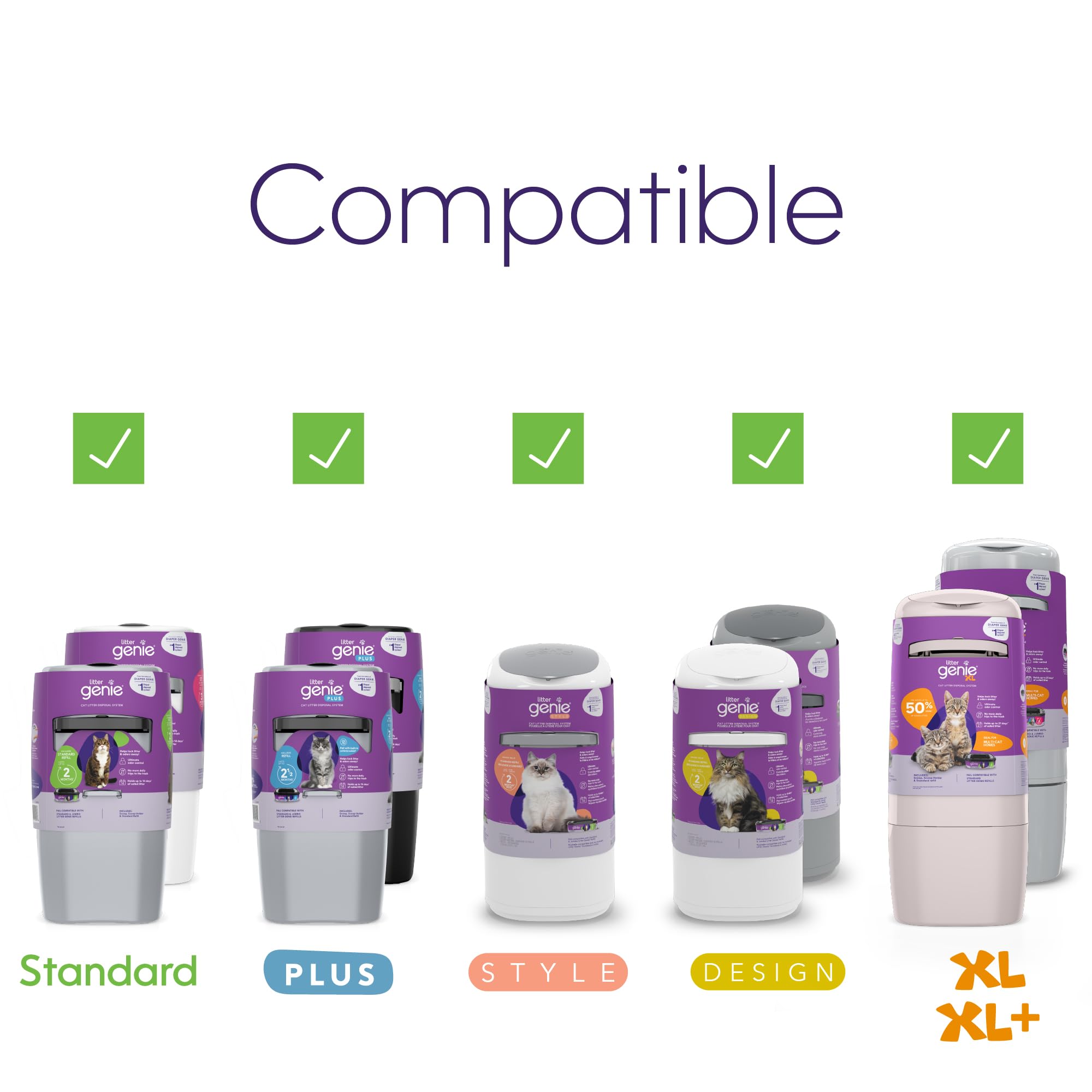 Litter Genie Bolsas de Repuesto para Contenedor de Arena — Paquete de 3 Rollos (28 pies totales) | Hasta 6 Meses de Uso | Control de Olores para Gatos