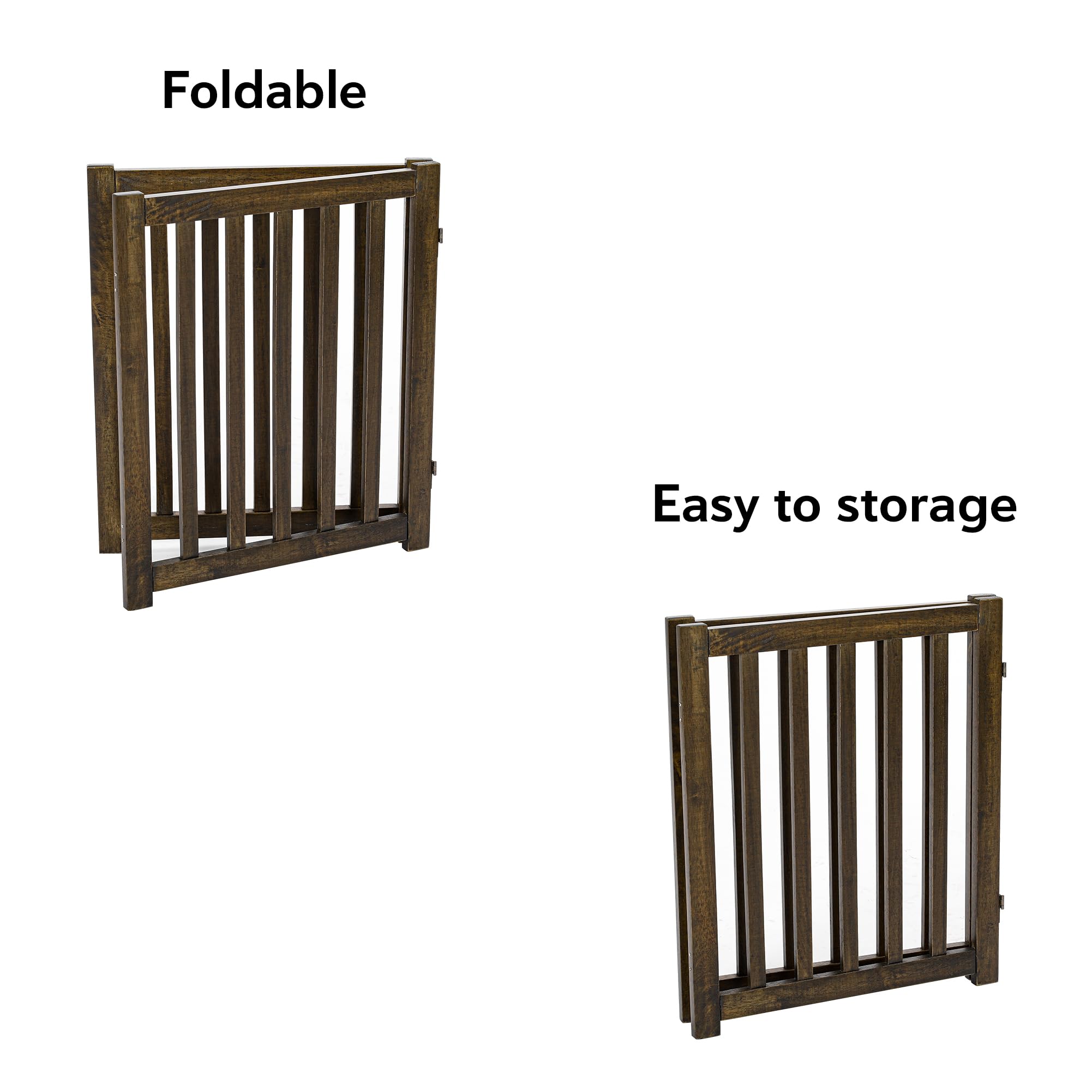 LZRS — Reja de Madera de Roble Plegable Independiente para Mascotas, Puerta de Seguridad Interior para Perros