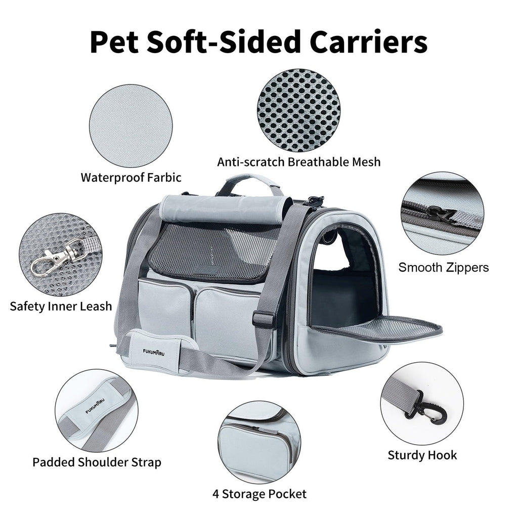 FUKUMARU — Transportadora para Gato y Perro Pequeño Aprobada por Aerolíneas con 4 Puertas de Acceso y Cojín Lavable