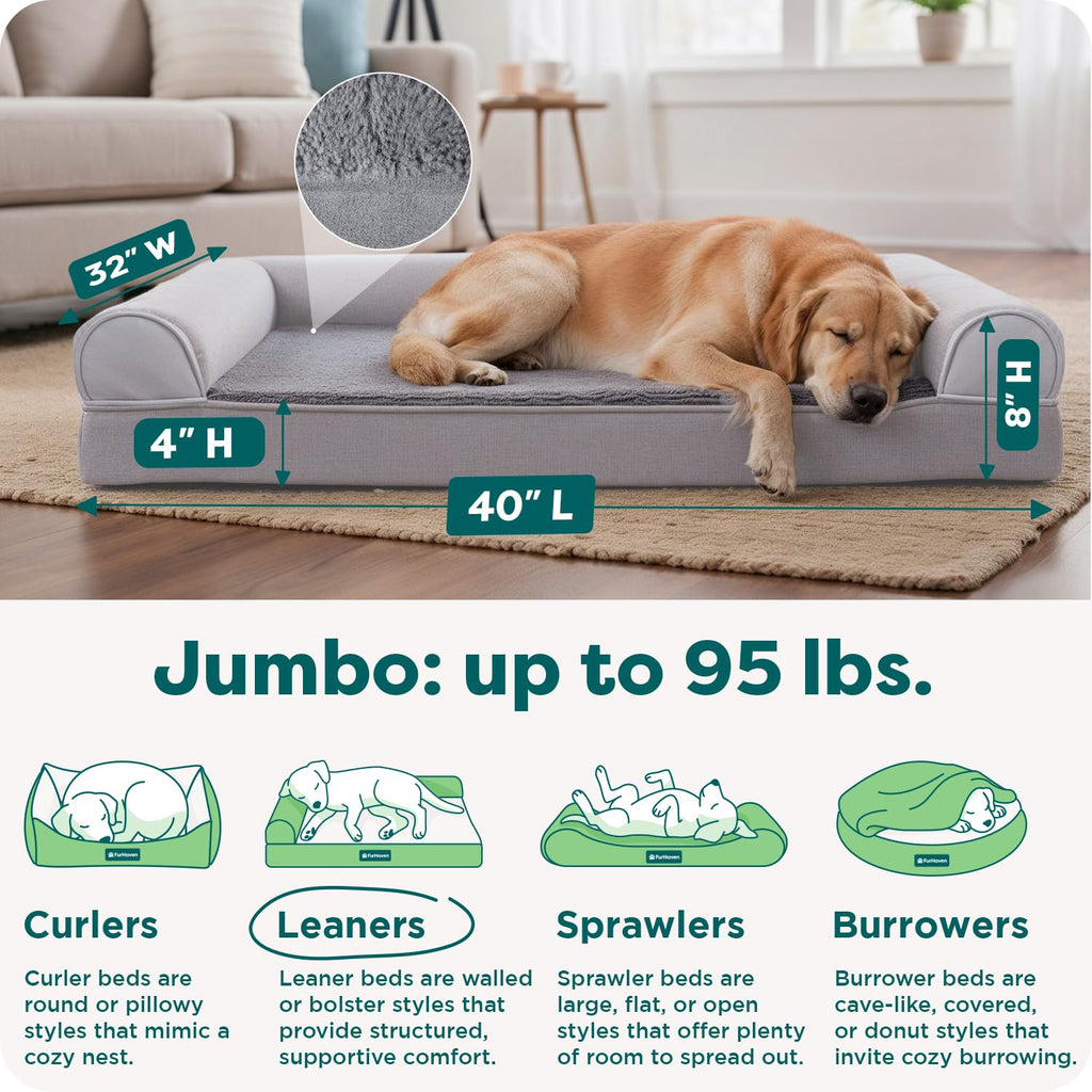 Furhaven Cooling Gel — Cama Ortopédica con Gel Refrescante, Bolsters Removibles y Cubierta Lavable para Perros Grandes