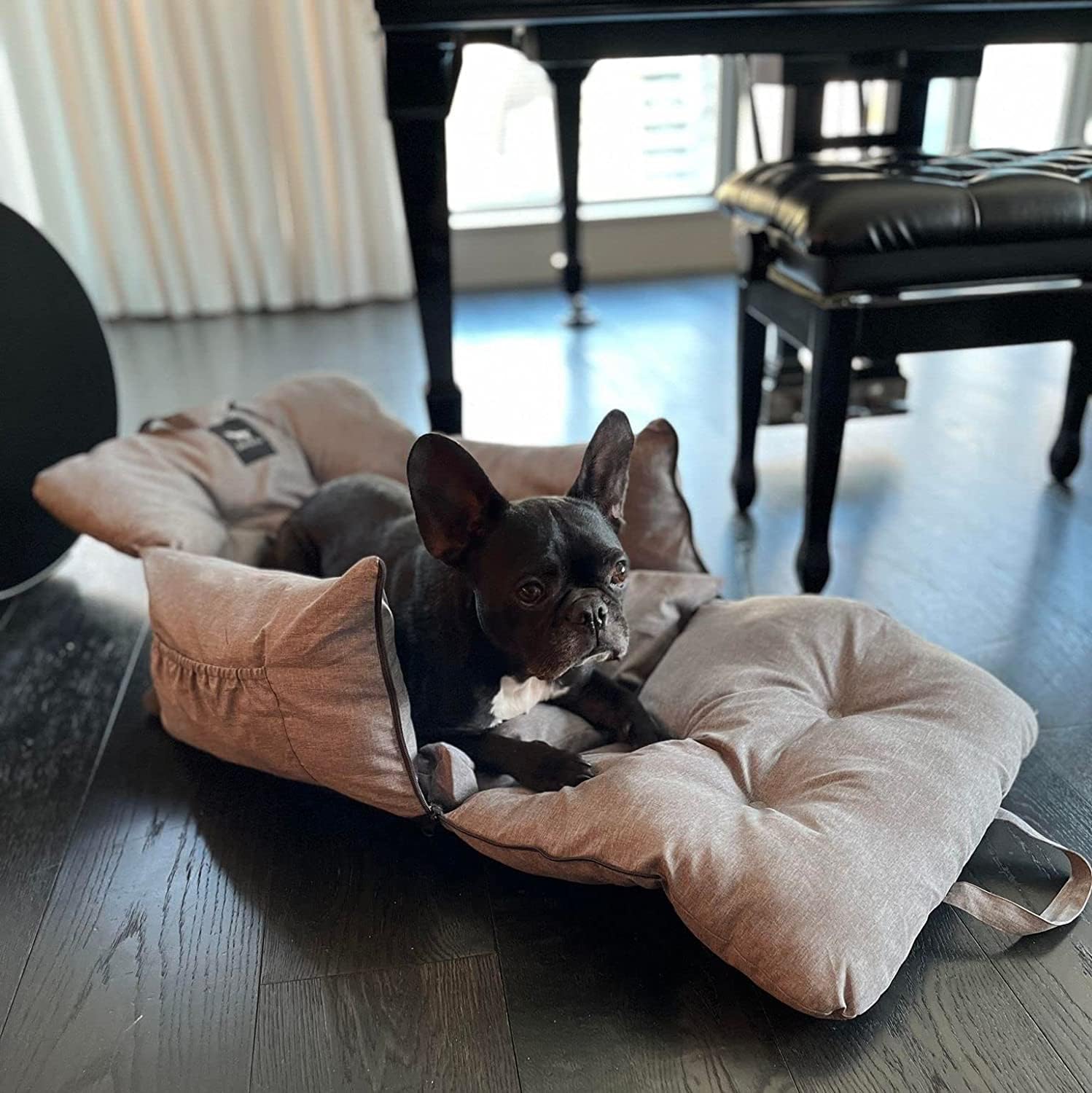 Jacko & Co — Asiento de Auto Premium para Perros Pequeños y Cachorros con Correa de Seguridad, Bolsillos de Almacenamiento y Funda Lavable a Máquina