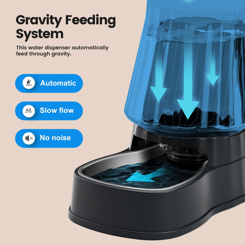Gardner Pet — Bebedero Automático por Gravedad con Tazón de Acero Inoxidable para Perros y Gatos