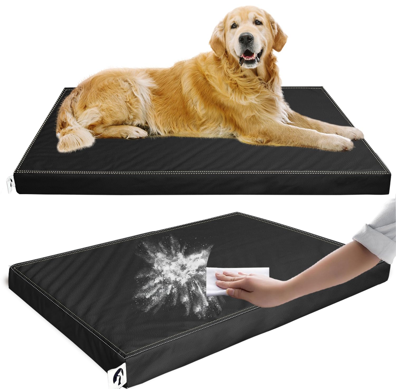 Cama Ortopédica de Piel con Memory Foam — Descanso Confortable para Perros Pequeños, Medianos y Grandes