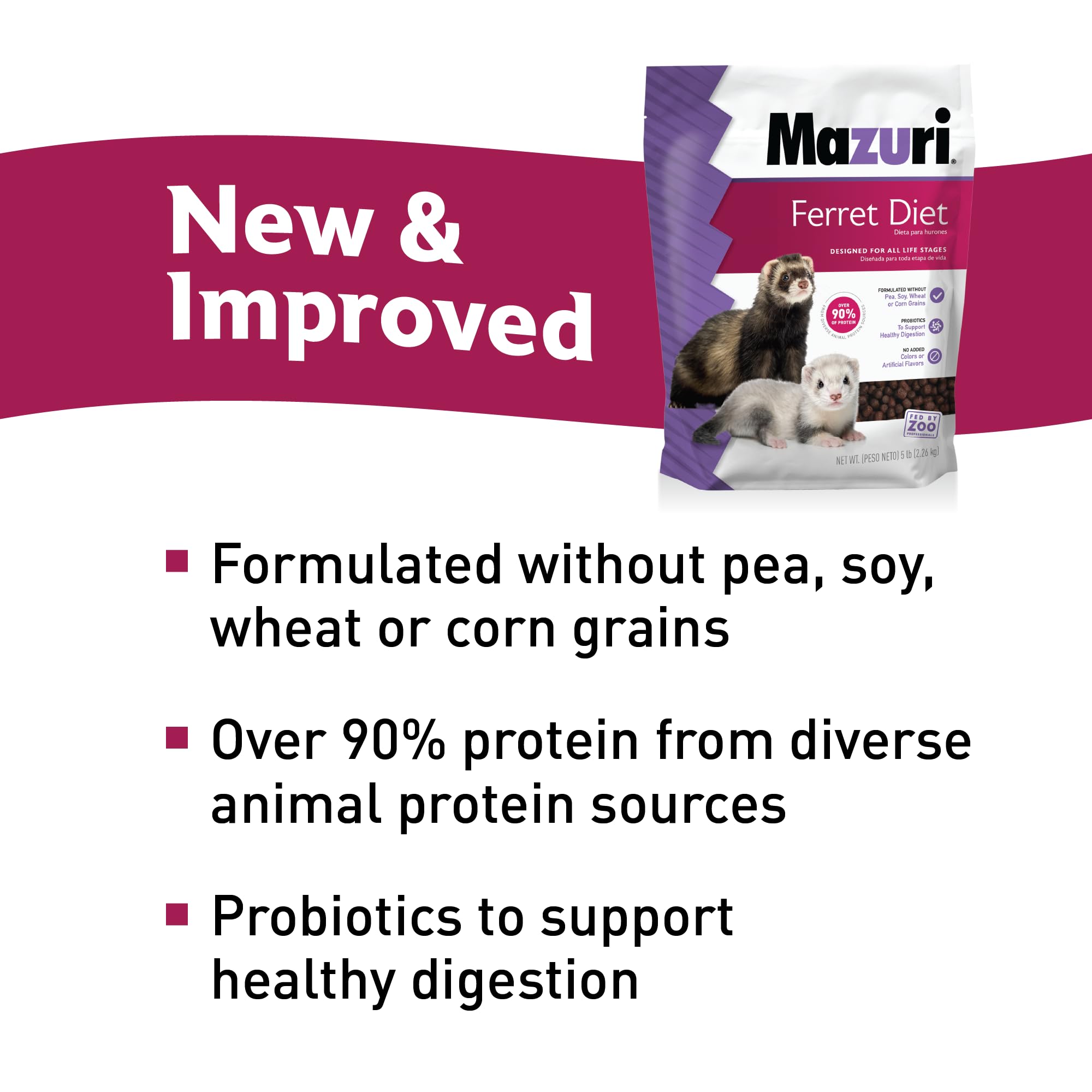 Mazuri Ferret Food — Alimento Seco Alto en Proteínas para Hurones