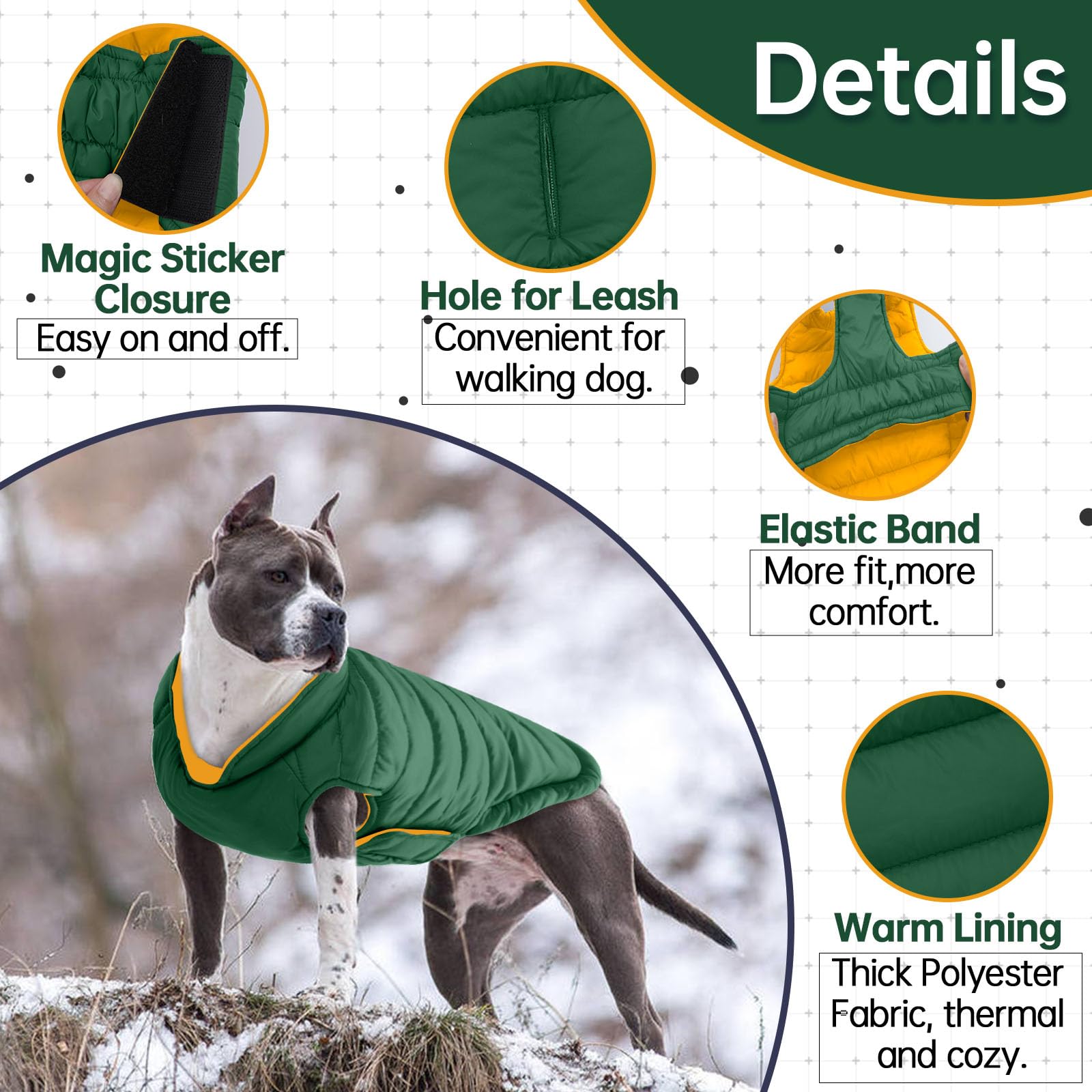 Lelepet — Chamarra Reversible Acolchada para Perro, Resistente al Viento y Agua, para Perros Pequeños