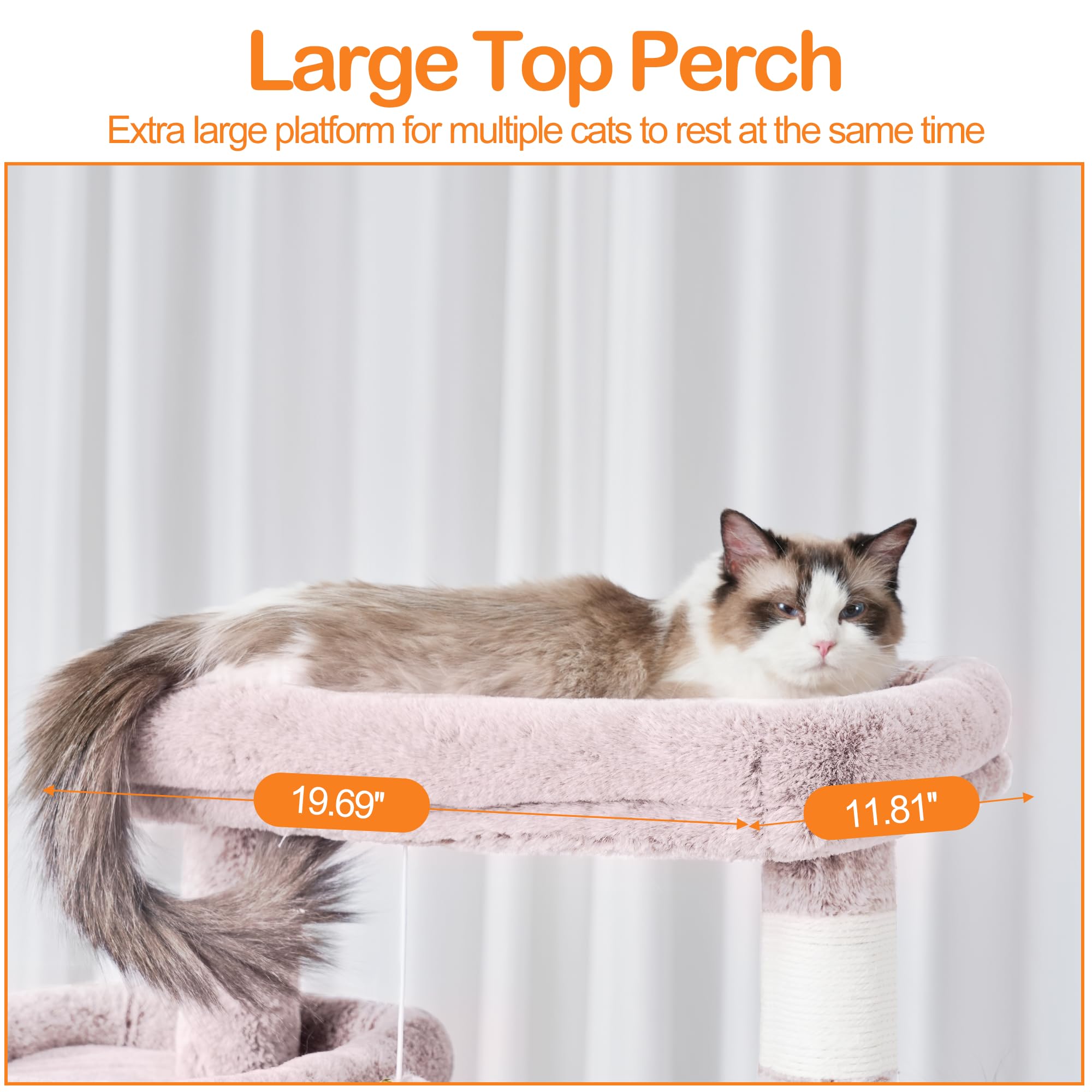 Heybly Torre para Gatos Grandes — Árbol Multinivel con Perchas Anchas, Cueva y Tablero Rascador para Gatos de hasta 9 kg