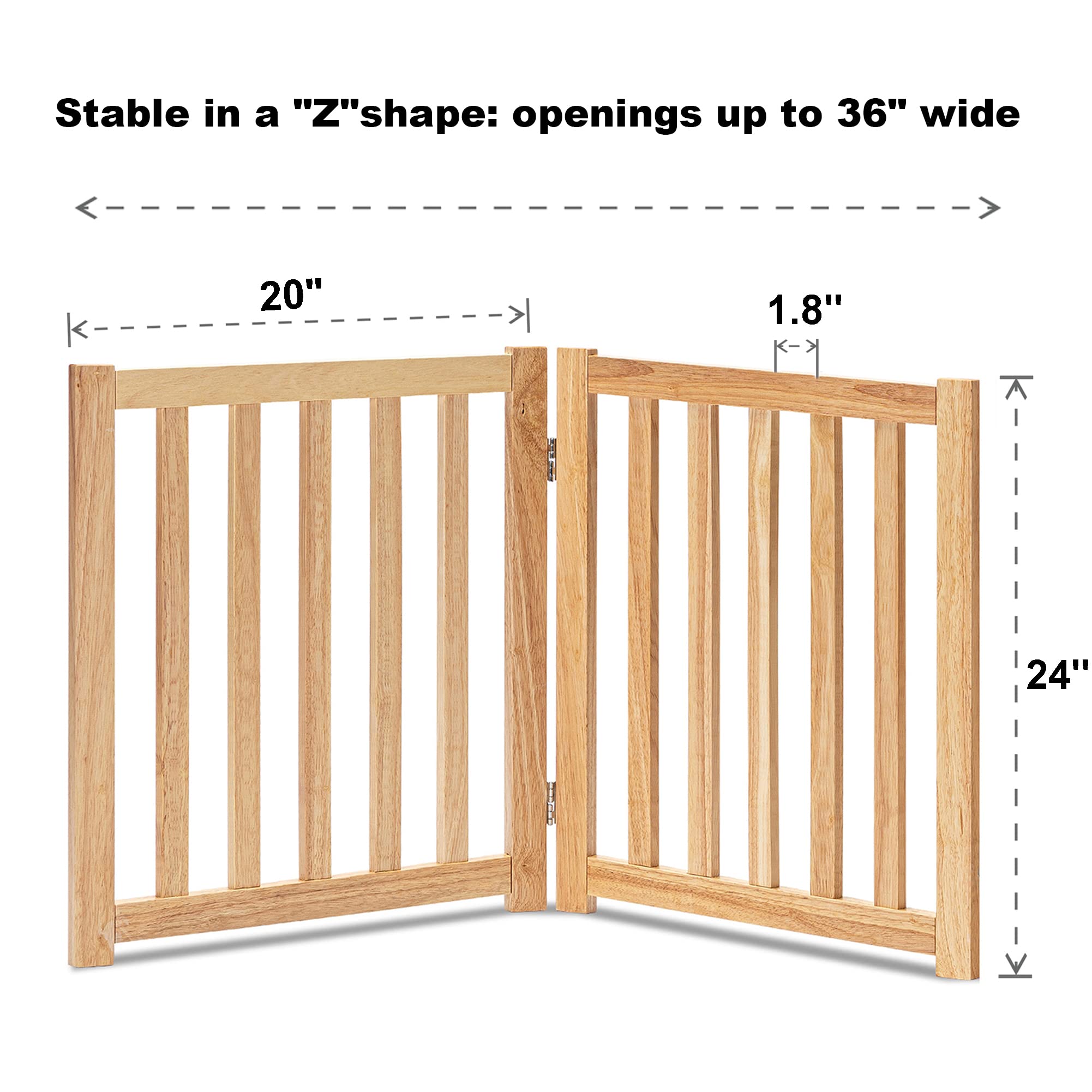 LZRS — Reja de Madera de Roble Plegable Independiente para Mascotas, Puerta de Seguridad Interior para Perros