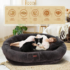 Cama Tamaño Humano para Perros y Adultos con Almohada y Cobija — Felpa Ortopédica Lavable y Removible para Mascotas Grandes