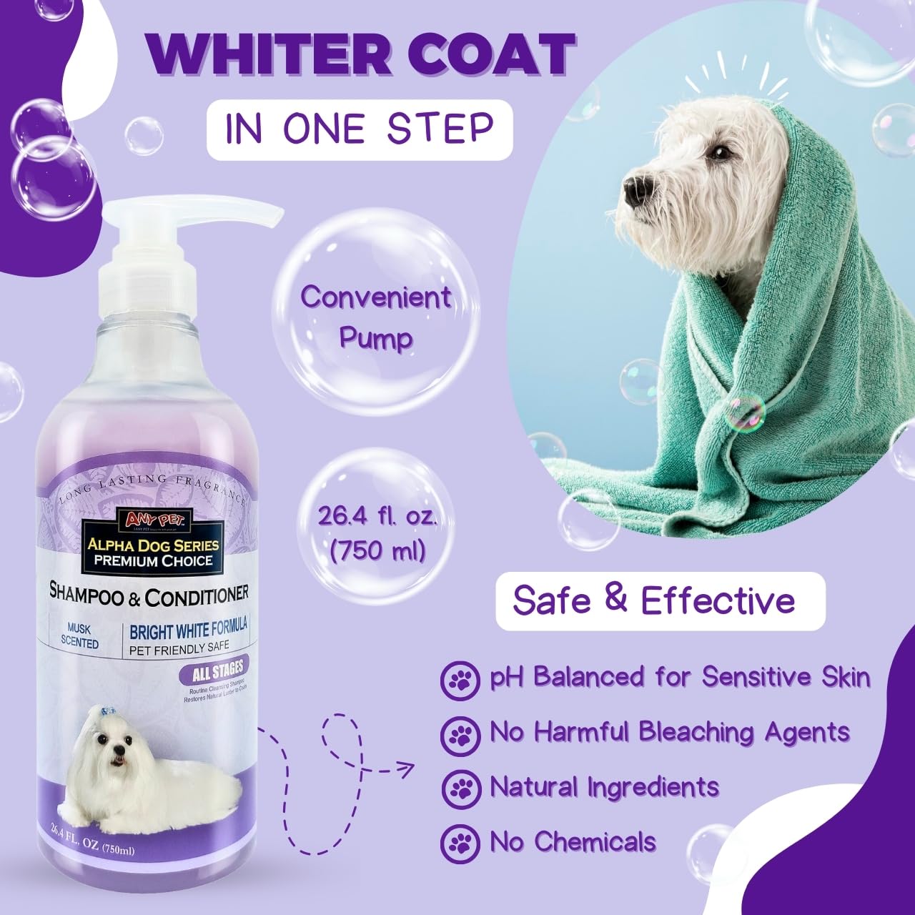 Alpha Dog Series — Shampoo y Acondicionador 2 en 1 con Aloe Vera para Perro, Fórmula Natural, pH Balanceado y Sin Lágrimas