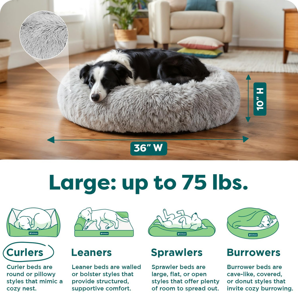 FurHaven Calming Cuddler — Cama Donut Calmante de Peluche para Perros y Gatos