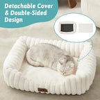 Cama Ortopédica Rectangular Lavable con Lados Elevados y Base Antideslizante — Cama Calmante para Perros y Gatos de Interior