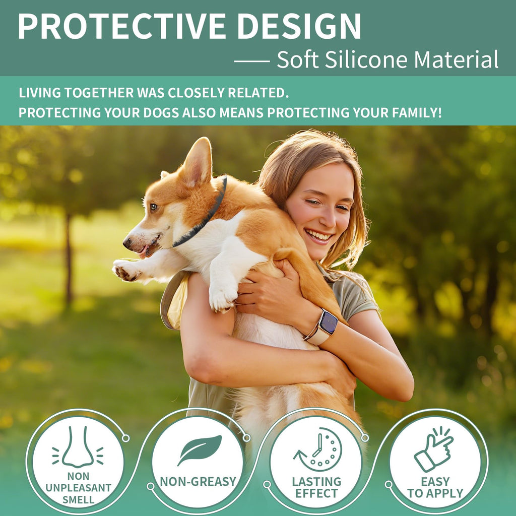 Puyrzoe Collar Antipulgas y Garrapatas para Perros y Cachorros — Paquete de 4 Collares con 32 Meses de Protección, Impermeable, Ajustable y de Liberación Lenta (Negro)