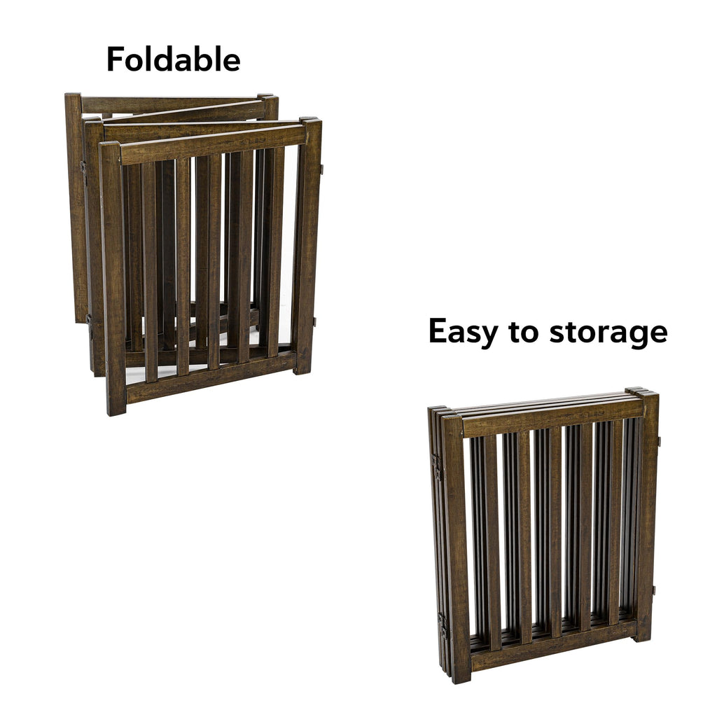 LZRS — Reja de Madera de Roble Plegable Independiente para Mascotas, Puerta de Seguridad Interior para Perros