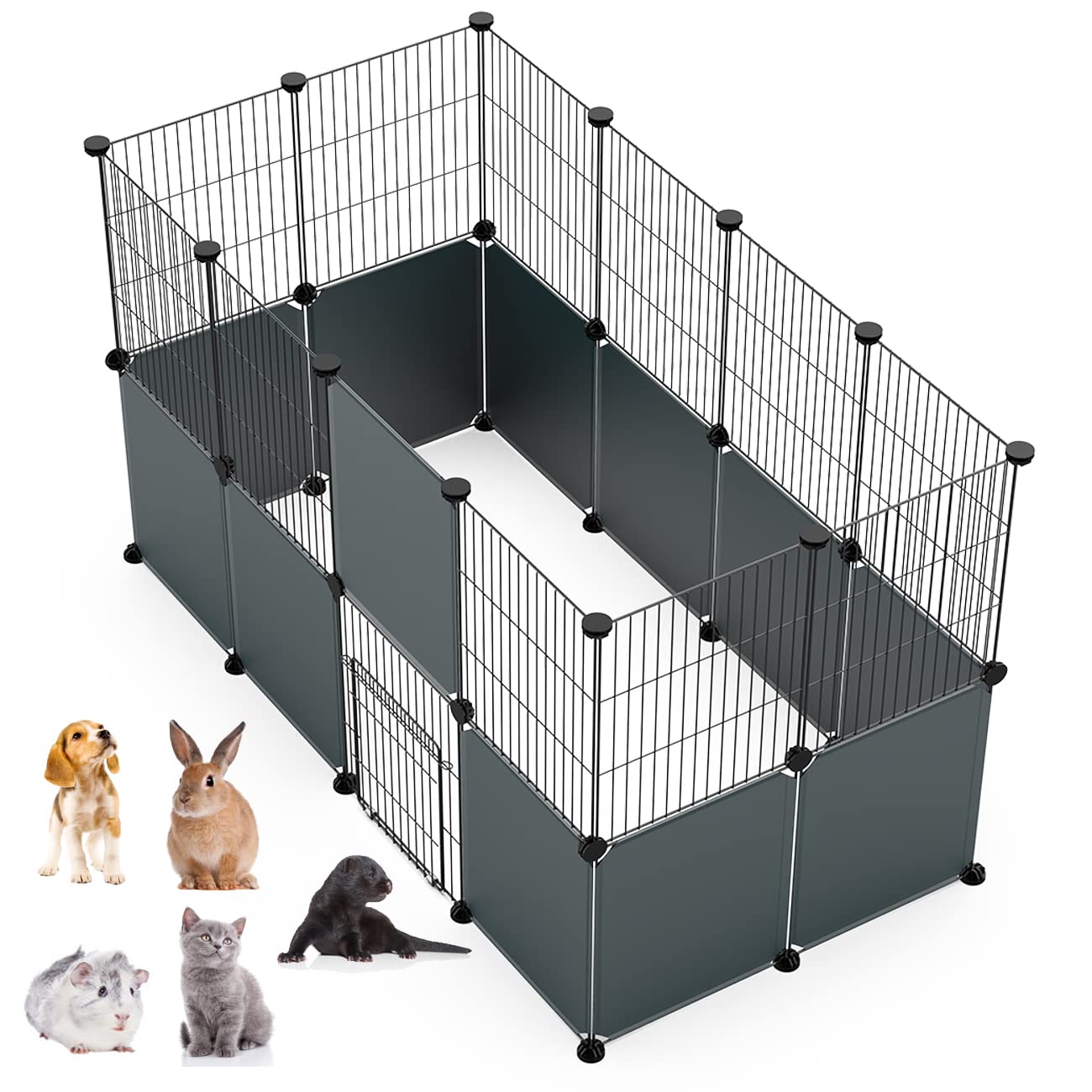 LANGXUN — Corral y Jaula Modular de Metal para Animales Pequeños, Conejos, Cobayos, Cachorros y Gatitos | Uso Interior y Exterior