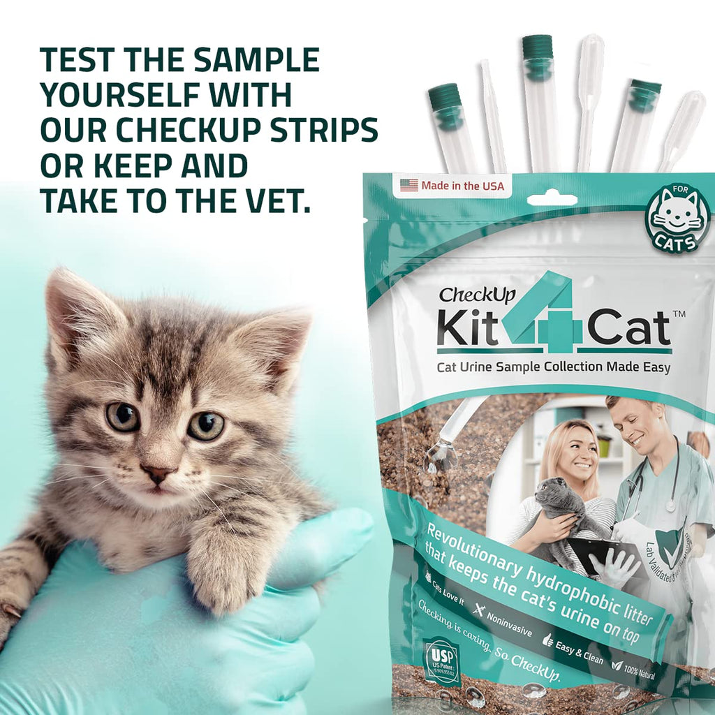 KIT4CAT CheckUp — Kit de Análisis de Orina en Casa para Gato | Arena Hidrofóbica + 2 Tiras Reactivas para 10 Parámetros