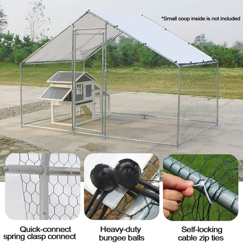 Corral para Gallinas Extra Grande con Cubierta — Jaula Metálica para Aves de Corral, Conejos, Patos y Mascotas de Exterior