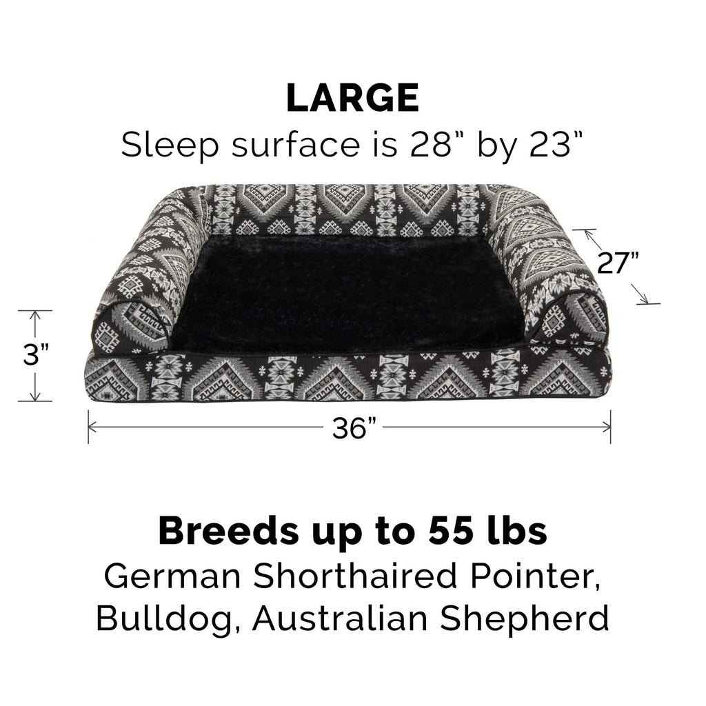 Furhaven — Funda de Repuesto para Cama de Perro Estilo Sofá con Felpa y Diseño Kilim Suroeste, Lavable a Máquina