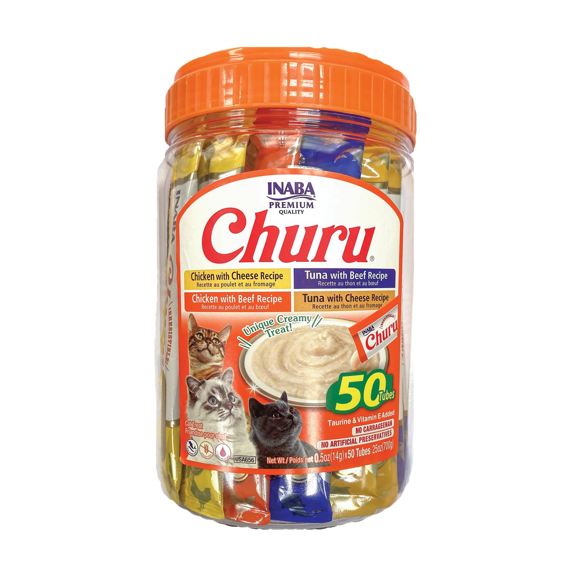 INABA Churu — Snack Cremoso Lickable sin Granos con Vitamina E y Taurina para Gato