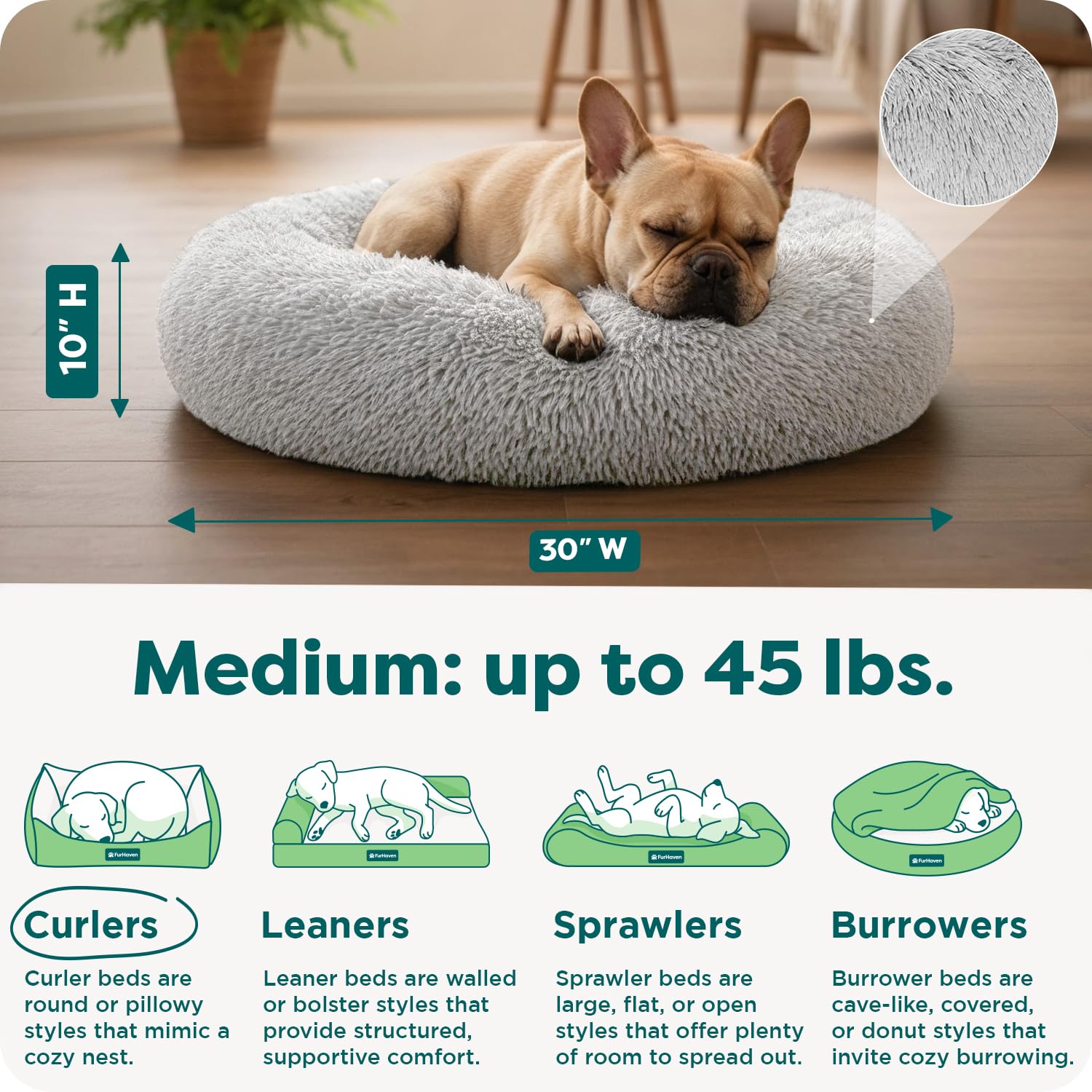 FurHaven Calming Cuddler — Cama Donut Calmante de Peluche para Perros y Gatos
