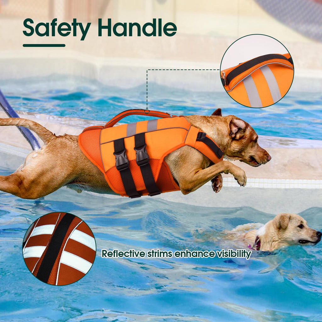 Kuoser — Chaleco Salvavidas Ajustable con Asa de Rescate y Reflectores para Perro
