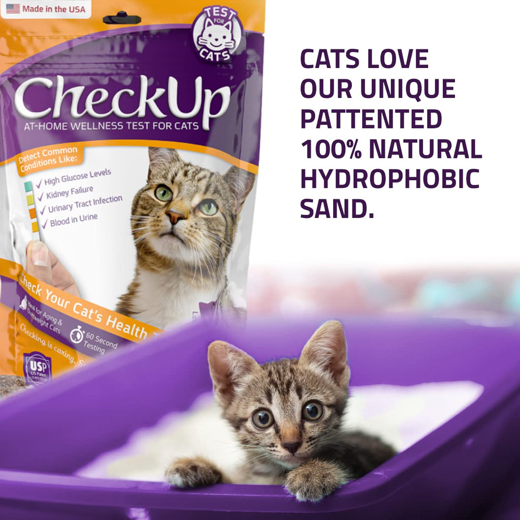 KIT4CAT CheckUp — Kit de Análisis de Orina en Casa para Gato | Arena Hidrofóbica + 2 Tiras Reactivas para 10 Parámetros