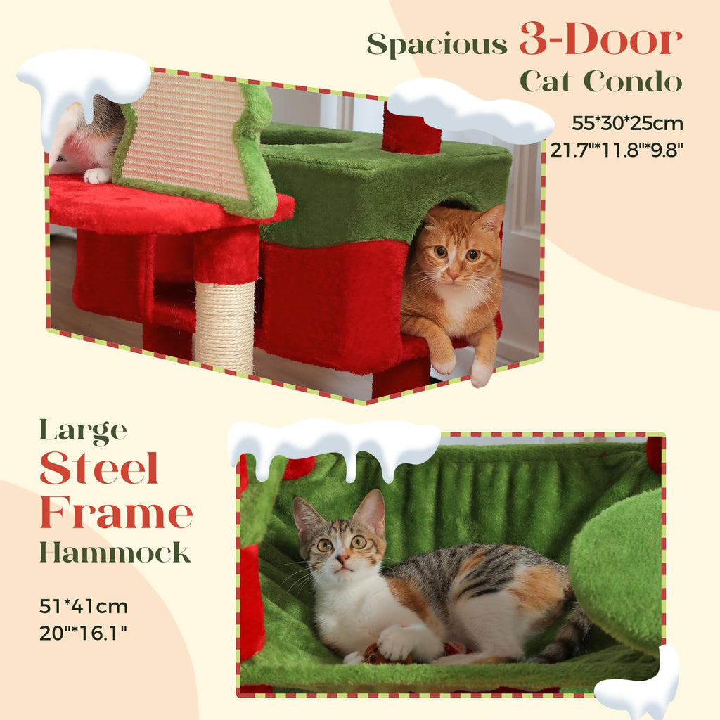 PAWZ Road 72-81 Inches Large Cat Tree, Tall Cat Tower with Large Mental Hammock for Indoor Cats Adults,7 Sisal-Covered Scratching Posts, 2 Padded Perches, Condos, and Basket
