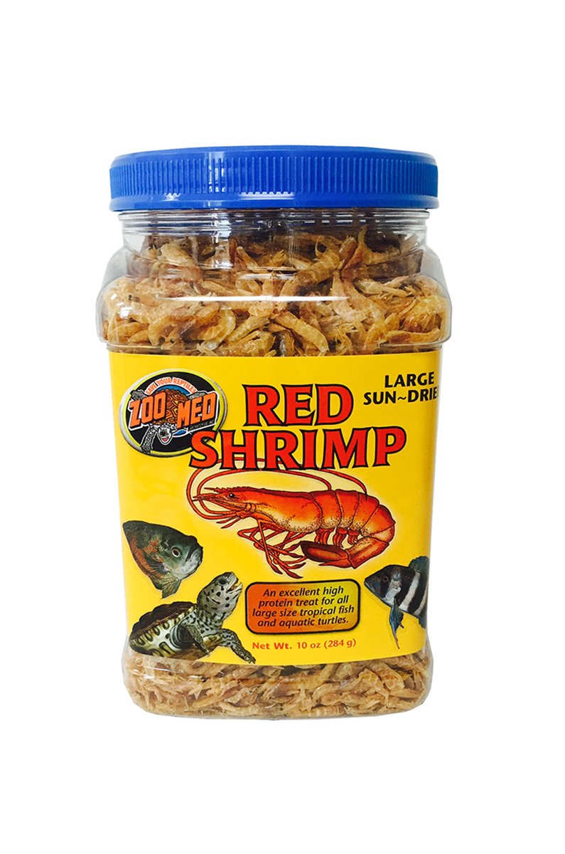 Zoo Med Sun-Dried Red Shrimp — Camarones Secados al Sol para Tortugas Acuáticas y Peces de Acuario