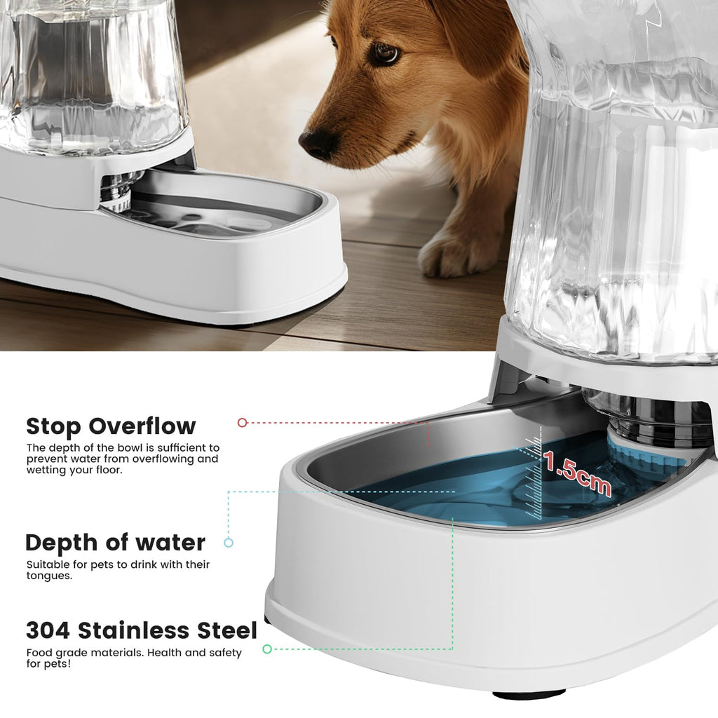 Gardner Pet — Bebedero Automático por Gravedad con Tazón de Acero Inoxidable para Perros y Gatos