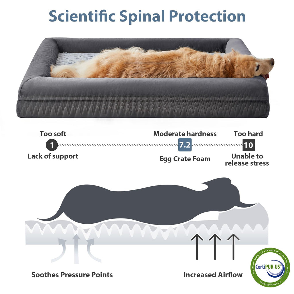 WNPETHOME — Cama Ortopédica Sofá para Perro XL con Cubierta Extraíble Impermeable y Bordes Acolchados