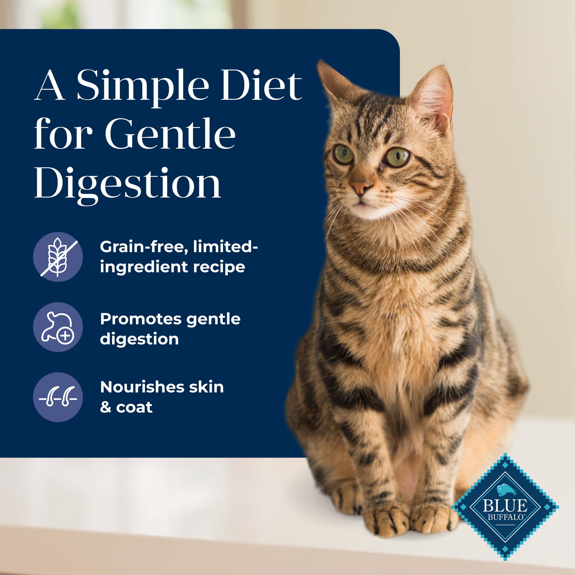 BLUE BUFFALO Basics Indoor — Alimento para Gato Adulto Sin Granos para Piel y Estómago Sensible