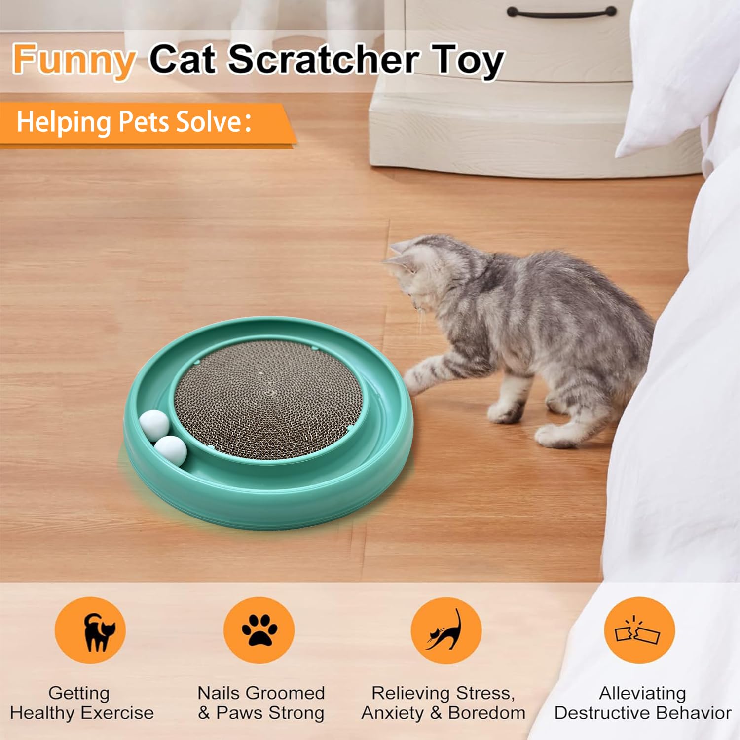LYCTDD — Rascador Interactivo con Pista de Bolas y Tablero Rascador para Gatos Adultos y Gatitos de Interior