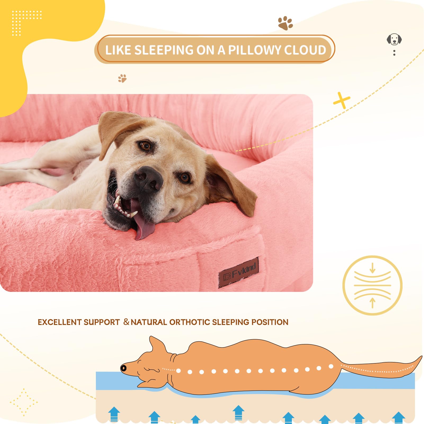 Cama Tamaño Humano para Perros y Adultos con Almohada y Cobija — Felpa Ortopédica Lavable y Removible para Mascotas Grandes