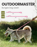 OutdoorMaster Bungee — Correa Elástica con Doble Mango Acolchado y Mosquetón 360° para Perro