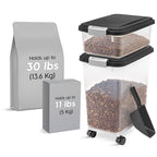 IRIS USA — Contenedor Hermético para Alimento de Perro y Gato, Combo 30 lbs y 11 lbs, Apilable con Ruedas y Taza Medidora de 2 Tazas