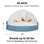 Furhaven Replacement Dog Bed Cover Sherpa & Suede Snuggery, Machine Washable - Blue, 26-inch