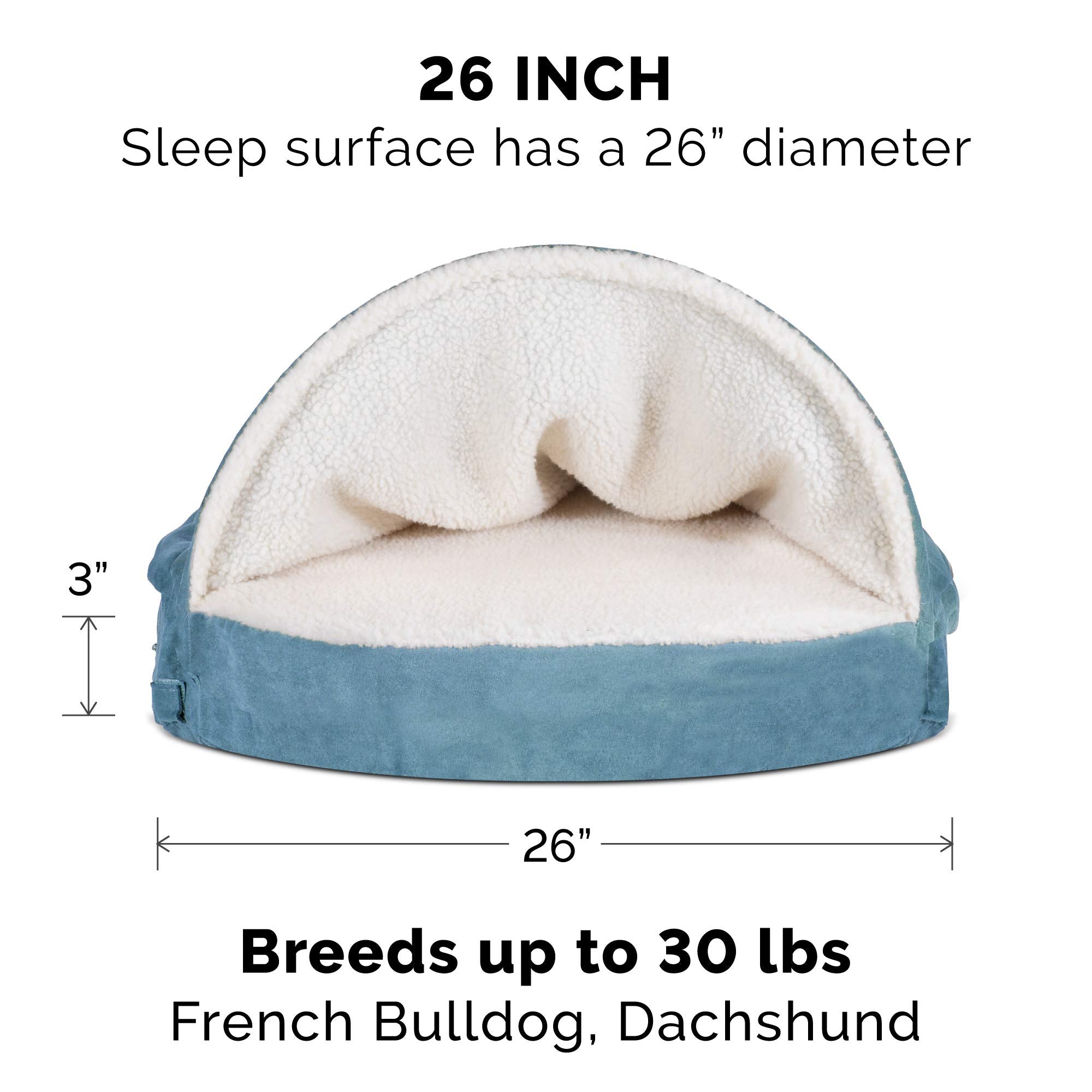 Furhaven Replacement Dog Bed Cover Sherpa & Suede Snuggery, Machine Washable - Blue, 26-inch