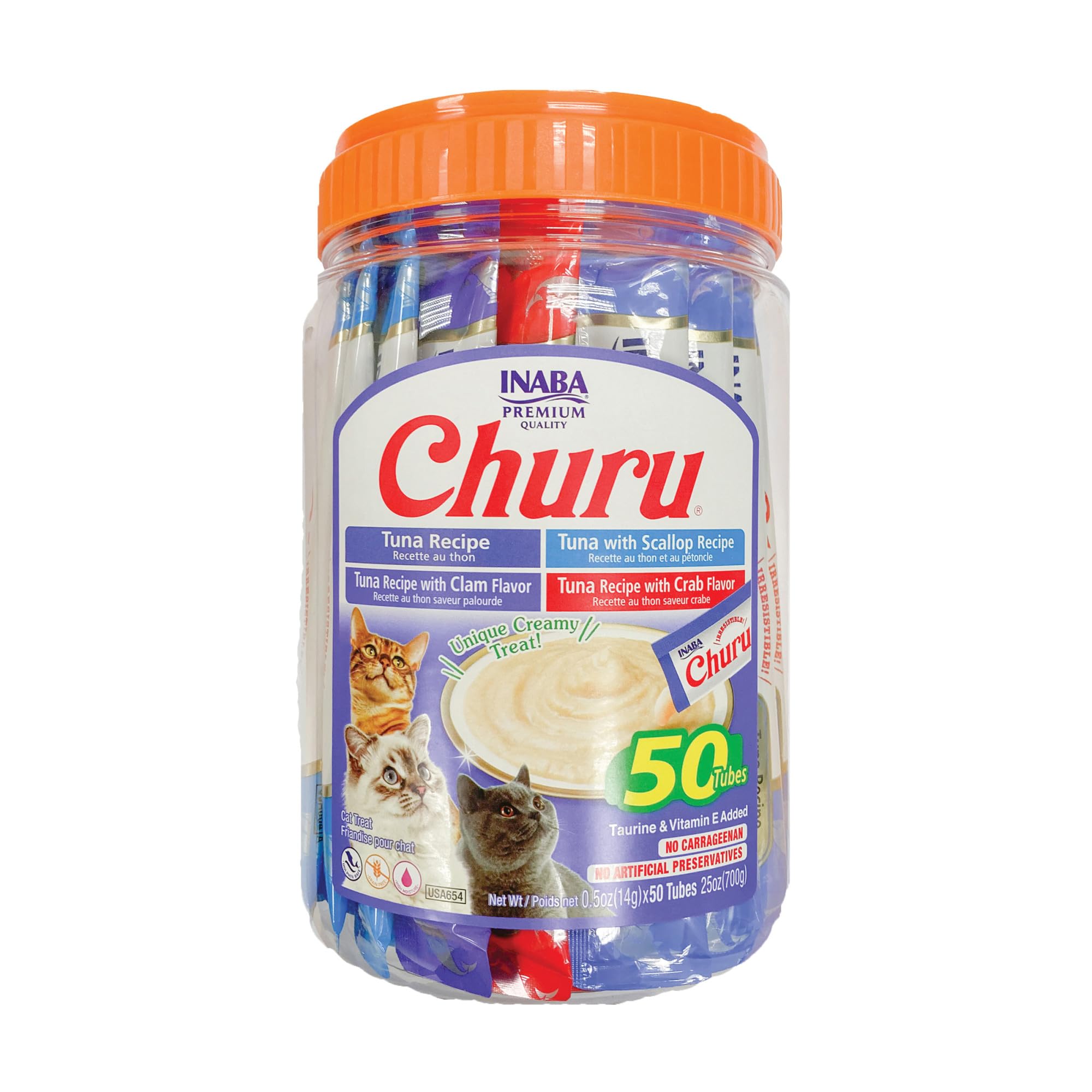 INABA Churu — Snack Cremoso Lickable sin Granos con Vitamina E y Taurina para Gato