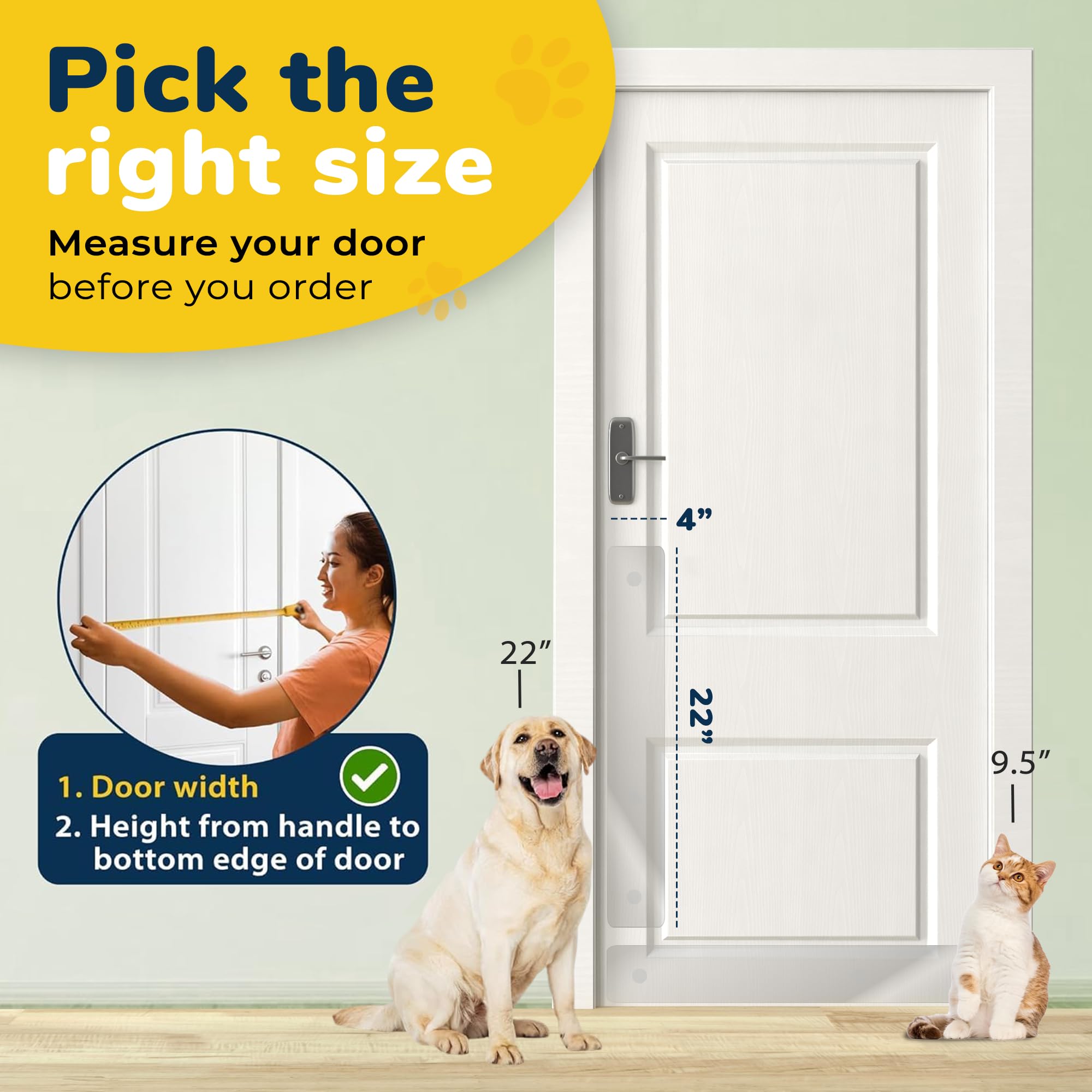 PROTECTO Heavy Duty Door Protector from Dog Scratching, Clear Door Scratch Protector, Easy & Quick to Install on Window, Wall, Screen & Sliding Doors, Cat Scratch Guard for Indoors Outdoors