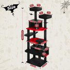 PAWZ Road 72-81 Inches Large Cat Tree, Tall Cat Tower with Large Mental Hammock for Indoor Cats Adults,7 Sisal-Covered Scratching Posts, 2 Padded Perches, Condos, and Basket