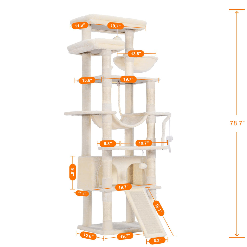 Heybly Torre para Gatos Grandes — Árbol Multinivel con Perchas Anchas, Cueva y Tablero Rascador para Gatos de hasta 9 kg