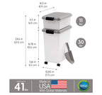 IRIS USA — Contenedor Hermético para Alimento de Perro y Gato, Combo 30 lbs y 11 lbs, Apilable con Ruedas y Taza Medidora de 2 Tazas