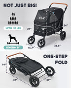 Carriola para Perros Grandes Zoosky hasta 50 kg — Carriola XL para Múltiples Mascotas con Doble Ventana de Malla, Manubrio Ajustable y Tela Oxford 1680D Resistente al Agua, Todo Terreno
