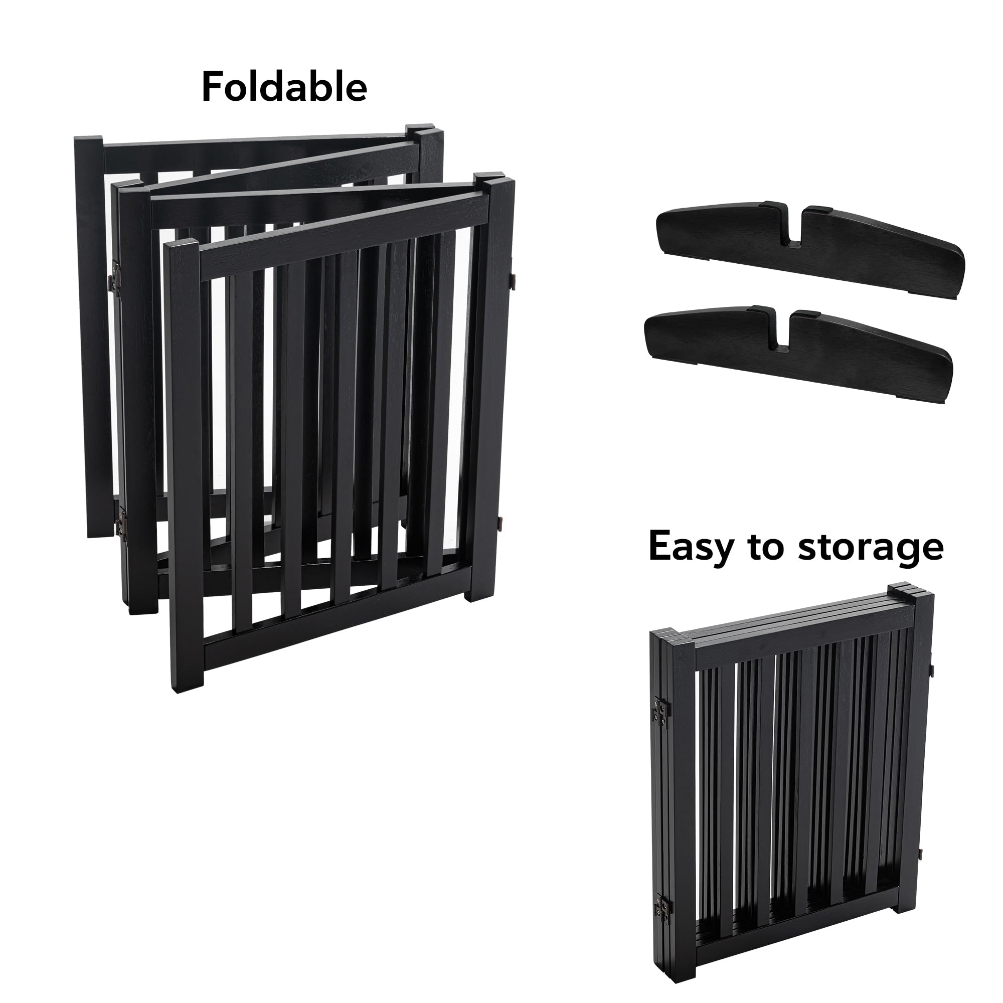 LZRS — Reja de Madera de Roble Plegable Independiente para Mascotas, Puerta de Seguridad Interior para Perros