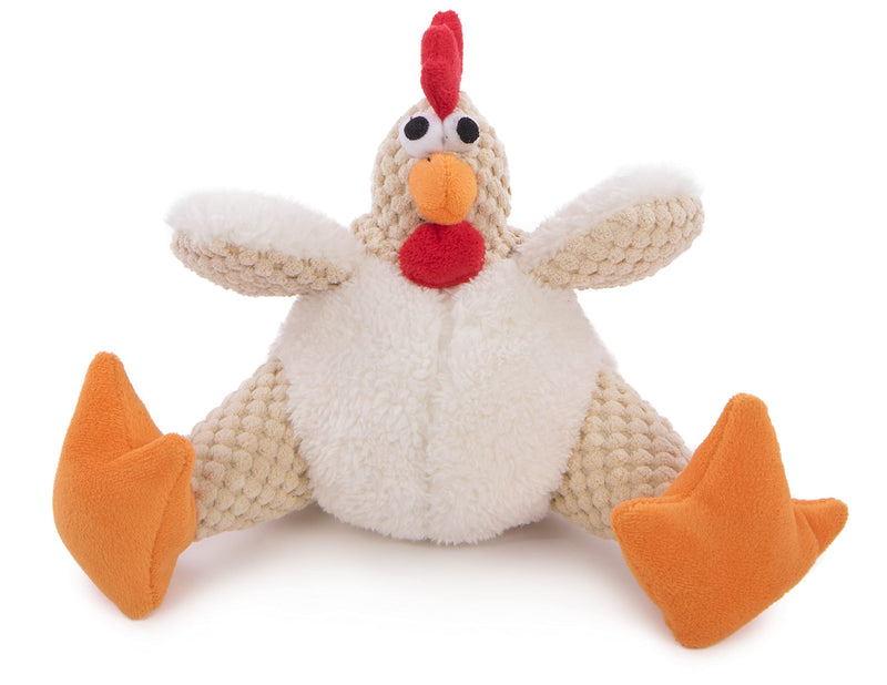goDog Checkers Gallo Gordito — Juguete de Peluche con Chillador para Perros, Tecnología Chew Guard, Color Blanco, Talla Pequeña
