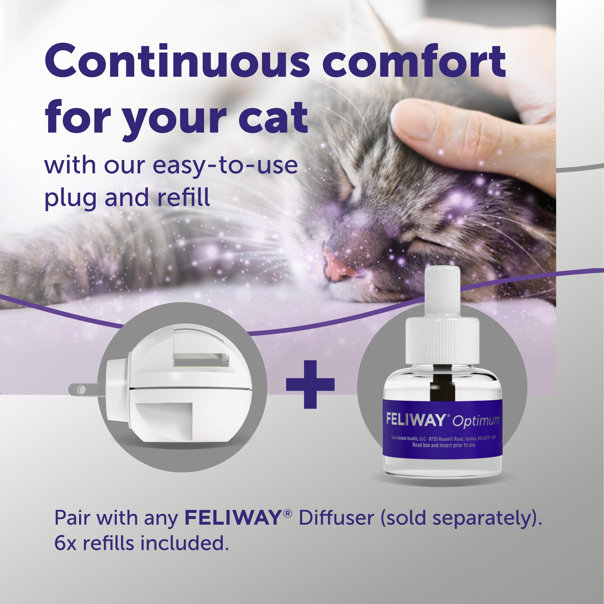 FELIWAY Optimum Cat, Enhanced Calming Pheromone Diffuser, 30 Day Refill