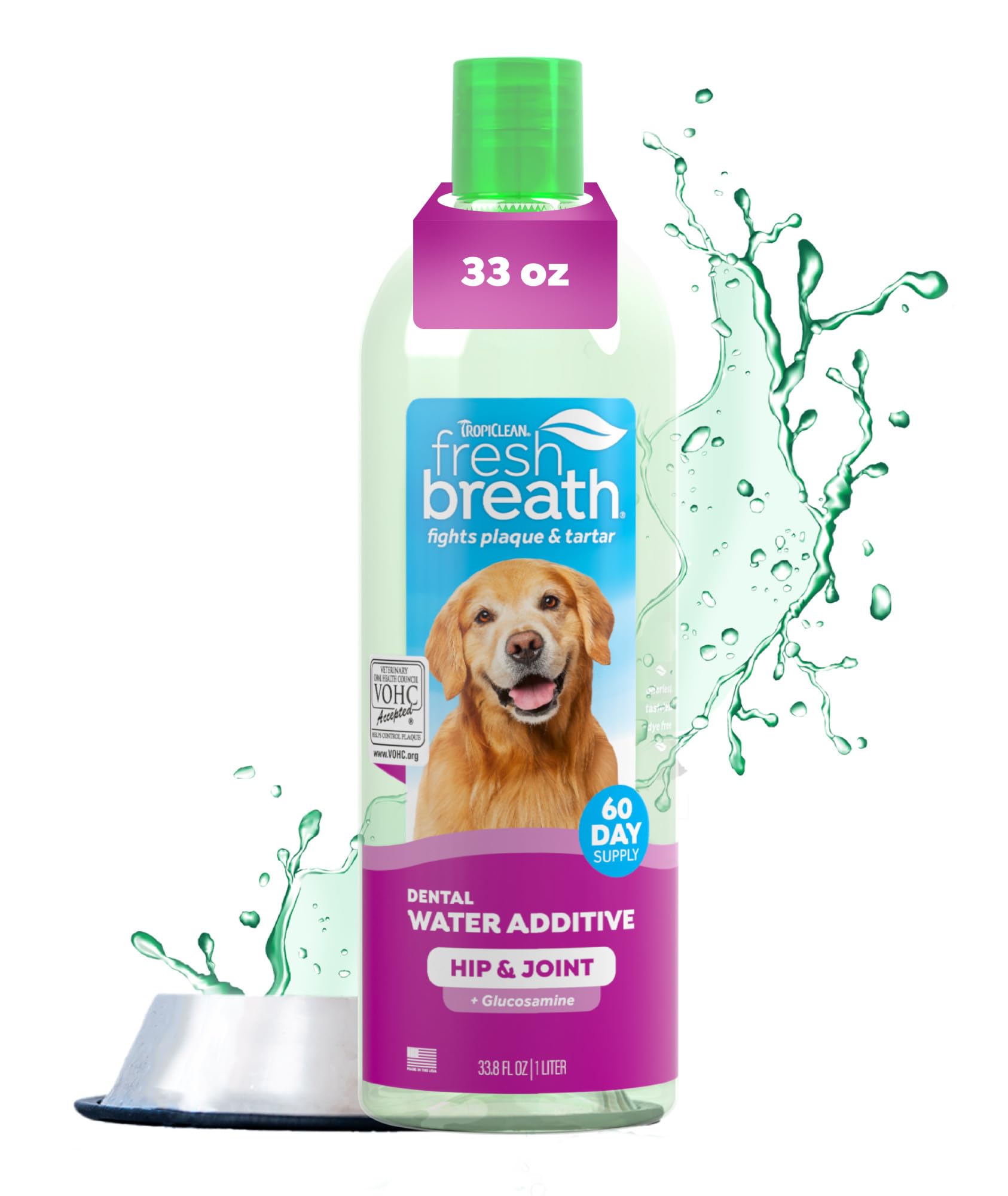 TropiClean Fresh Breath — Aditivo Dental para Agua, Limpieza de Dientes y Aliento Fresco para Perros