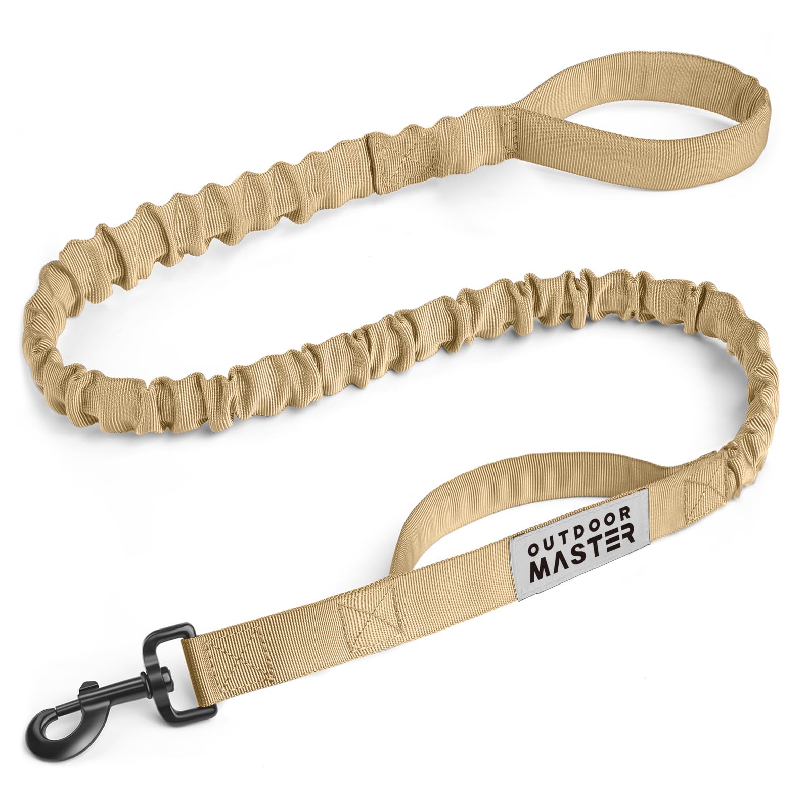 OutdoorMaster Bungee — Correa Elástica con Doble Mango Acolchado y Mosquetón 360° para Perro