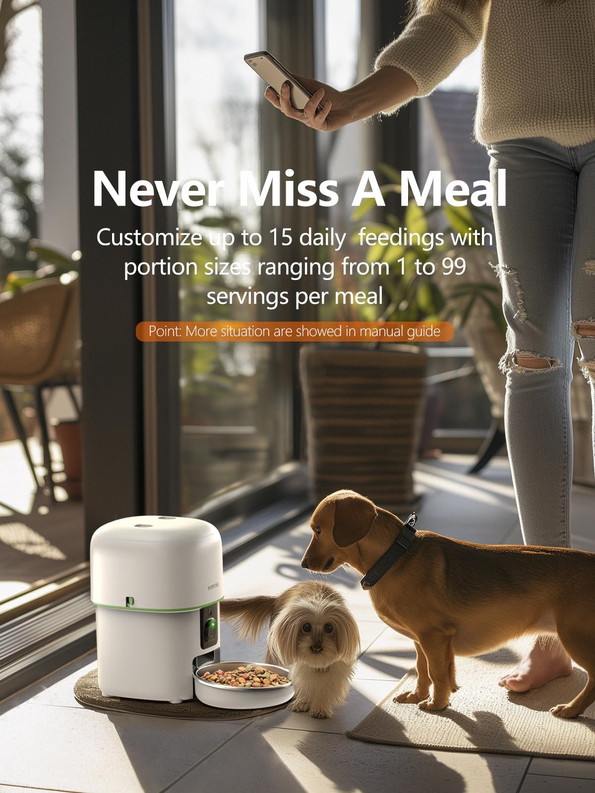 Yuposl — Comedero Automático Programable para Gatos y Perros con Control de Porciones y Batería de 180 Días