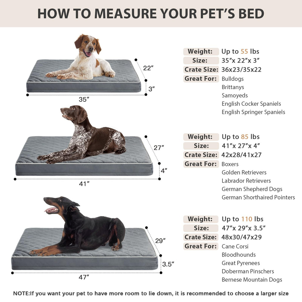 WNPETHOME — Cama Ortopédica Impermeable con Funda Lavable y Base Antideslizante para Perro